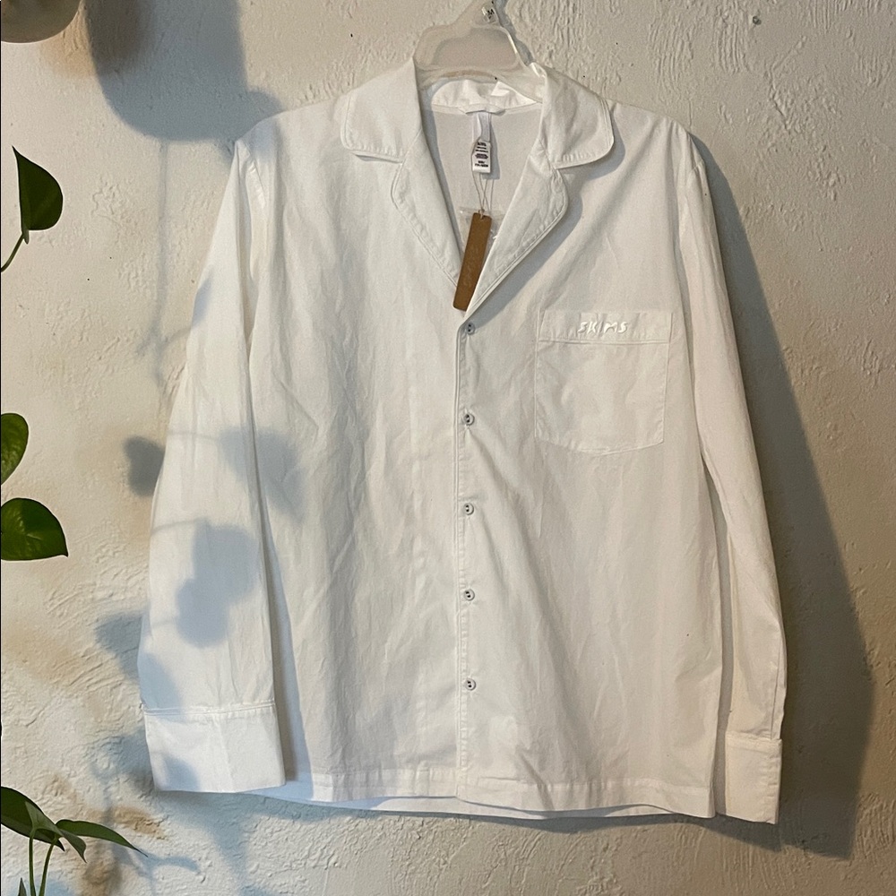 Skims Pajama White Button-Up Shirt